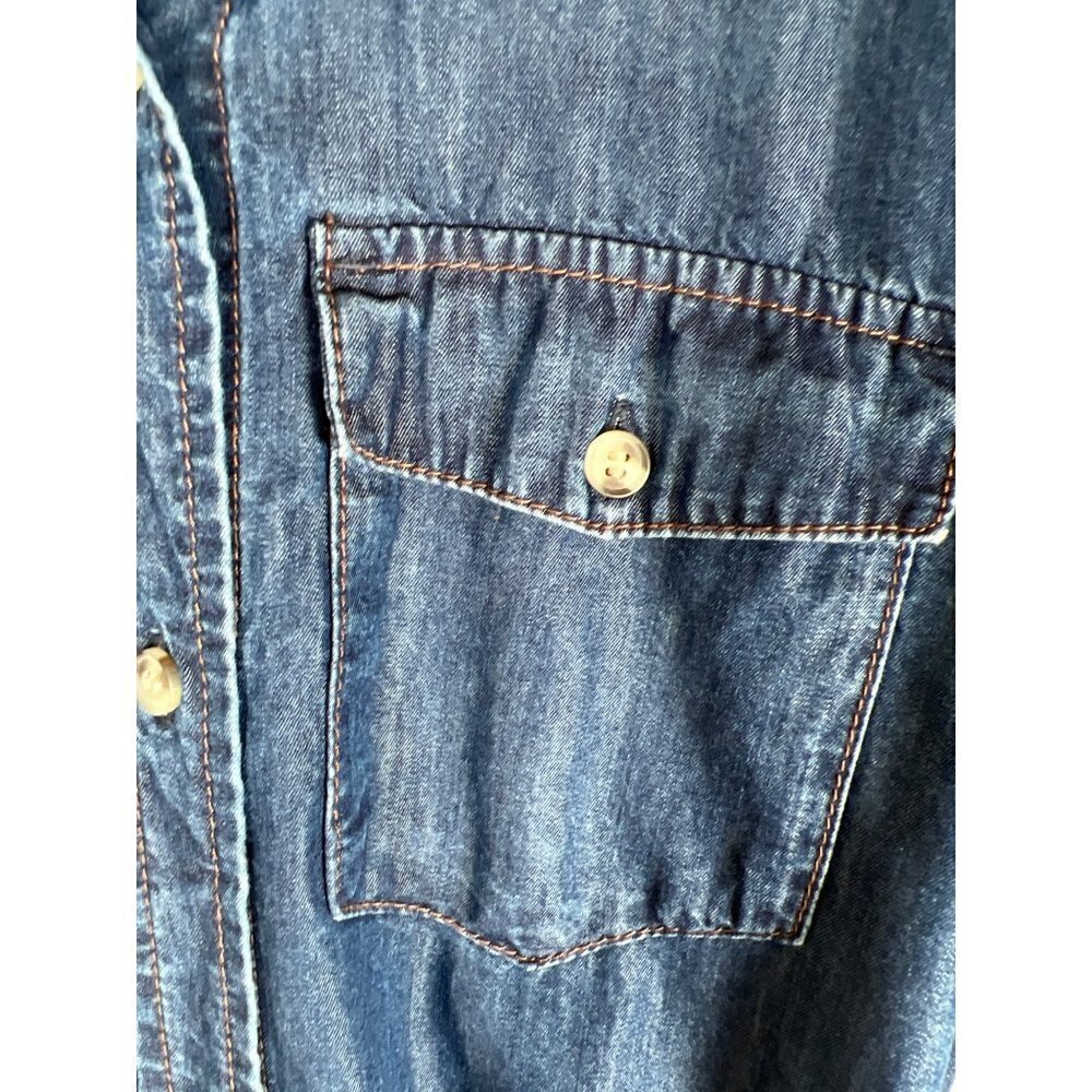 French Connection Womens Size 2 XXS Cotton Lyocell Denim Shirt Dress L/S Pockets - Picture 4 of 12